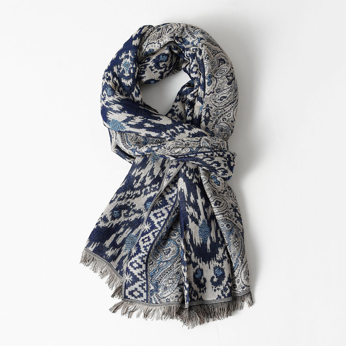 Men's Jacquard Tassel Scarf