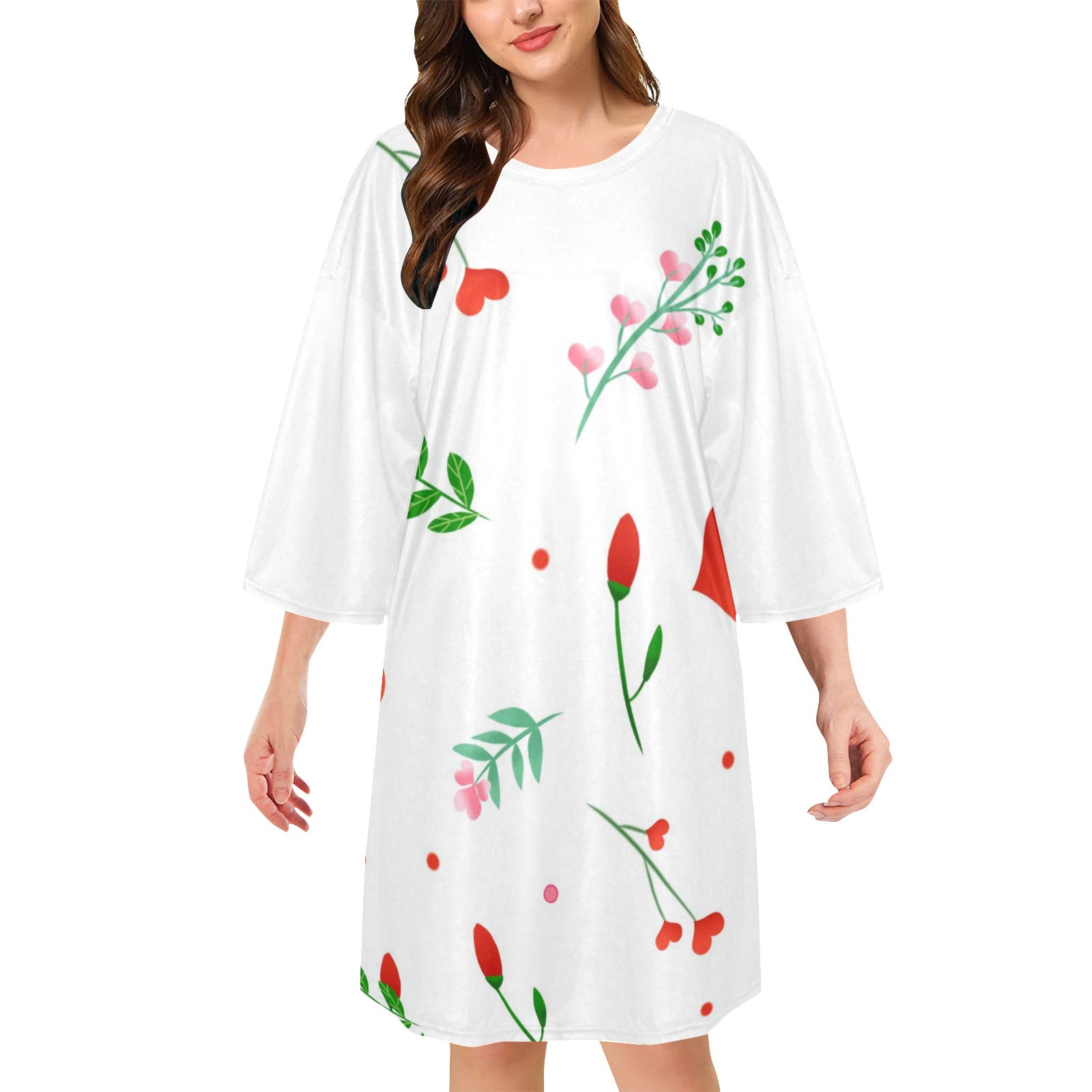 Oversized Sleep Tee (T74) Floral Design