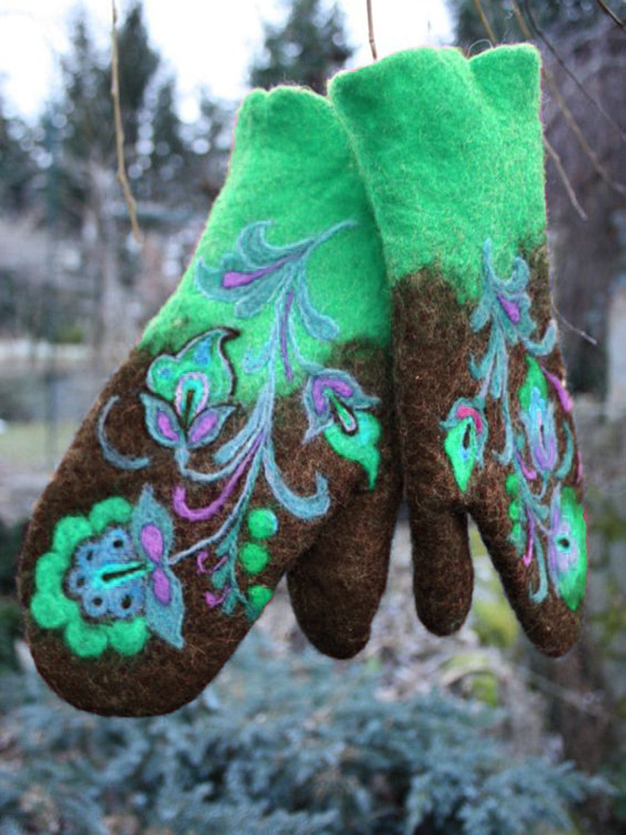 Embroidered Winter Gloves