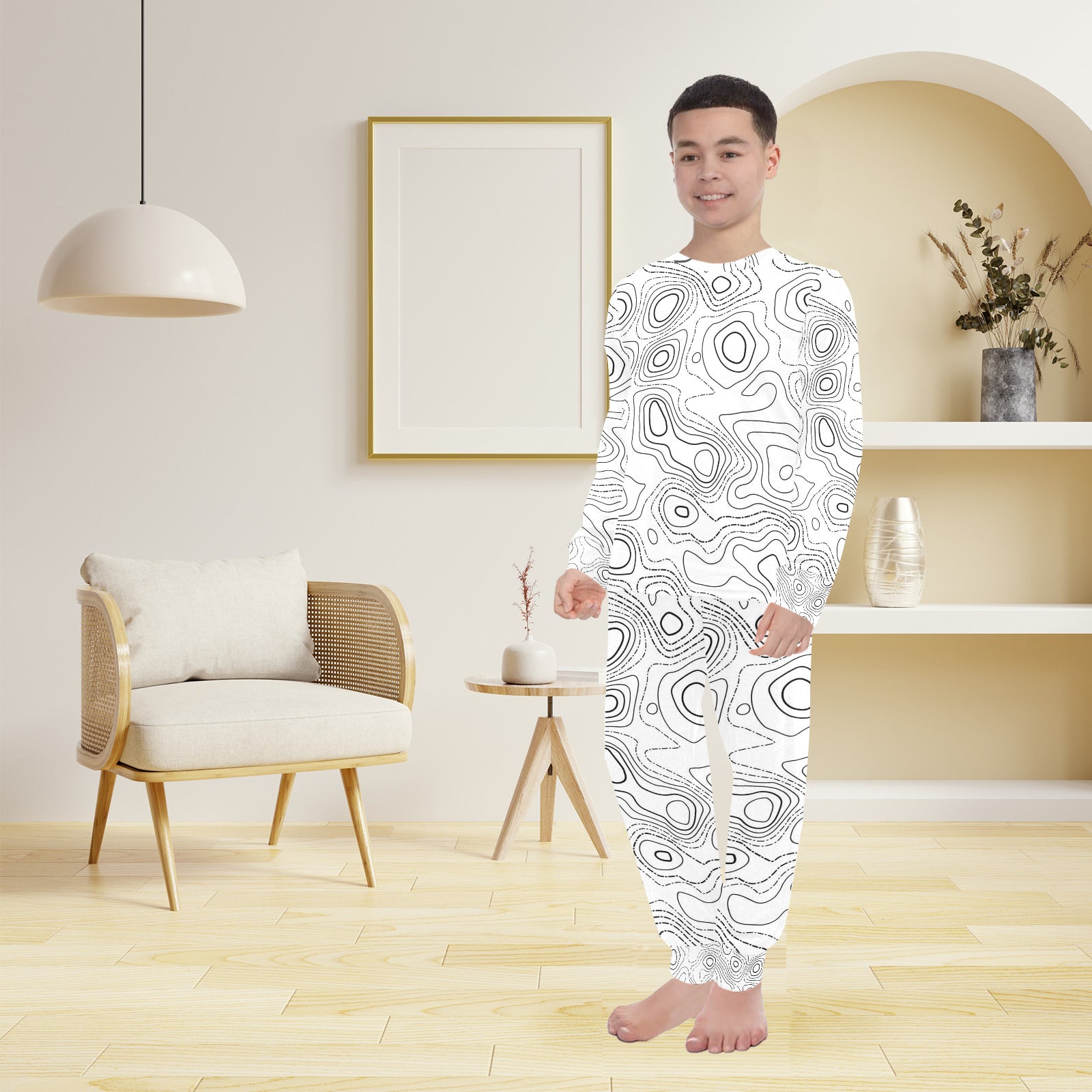 Crew Neck Long Pajama Set (Sets 18)