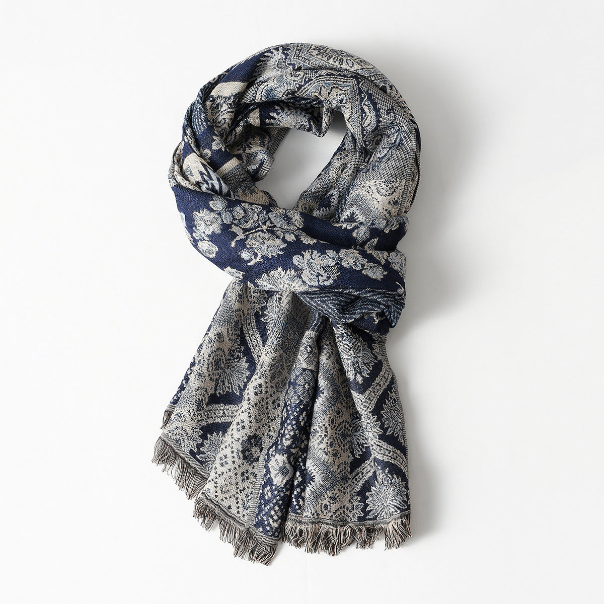 Men's Jacquard Tassel Scarf