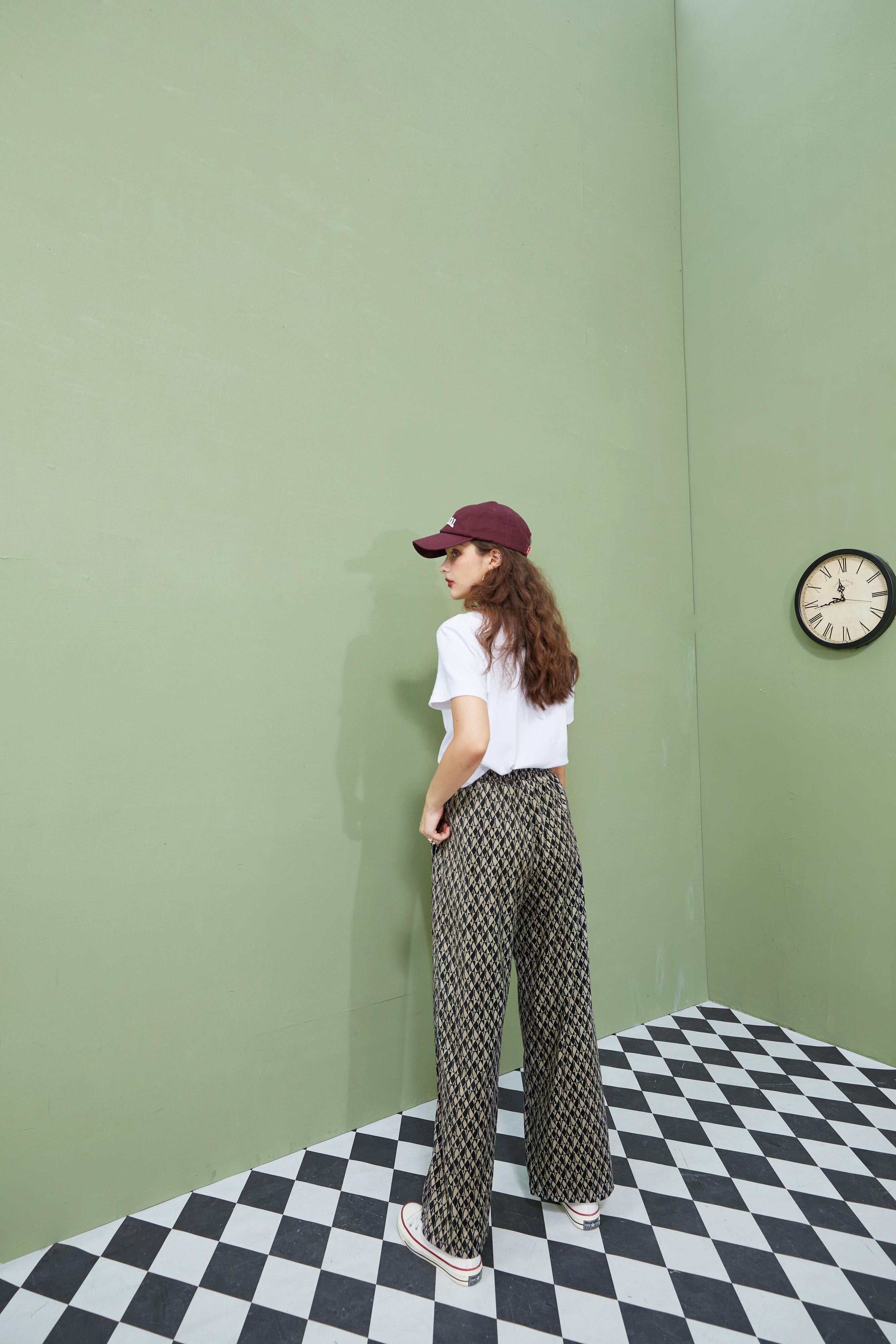 Graphic Print High Waist Casual Wide Leg Pants